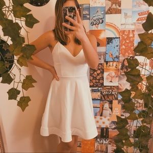 Fashion Nova take a spin fit and flare dress white